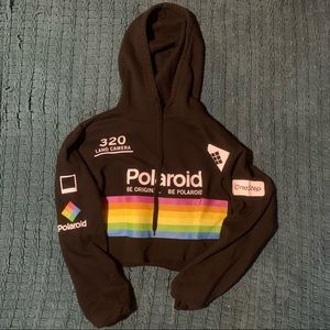 Polaroid Cropped Black Hoodie